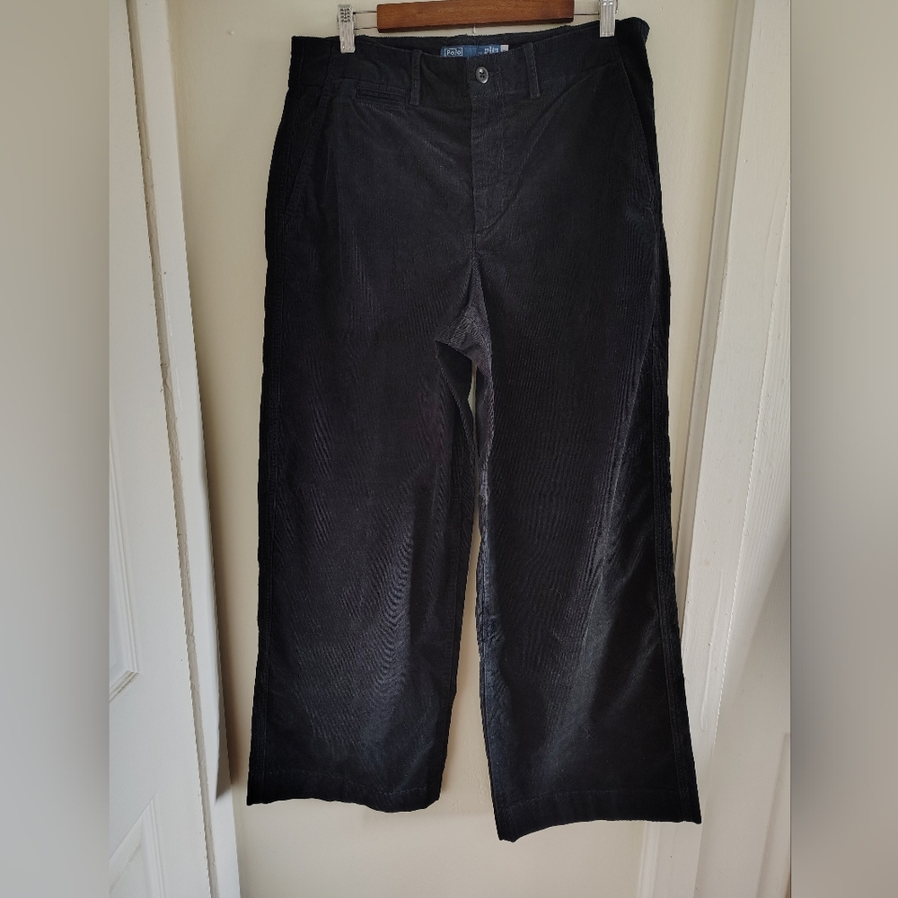 Polo Ralph Lauren Black Corduroy Wide Leg Pants 12 NWT Minimalist Preppy Fall